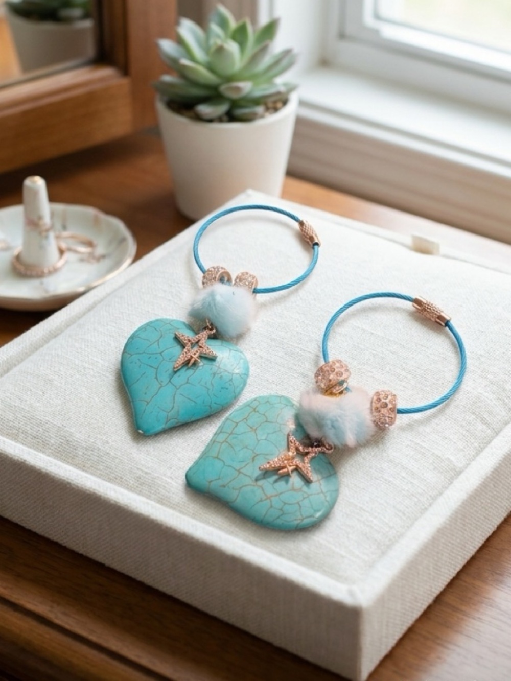 FAUX TURQUOISE HEART CHARM